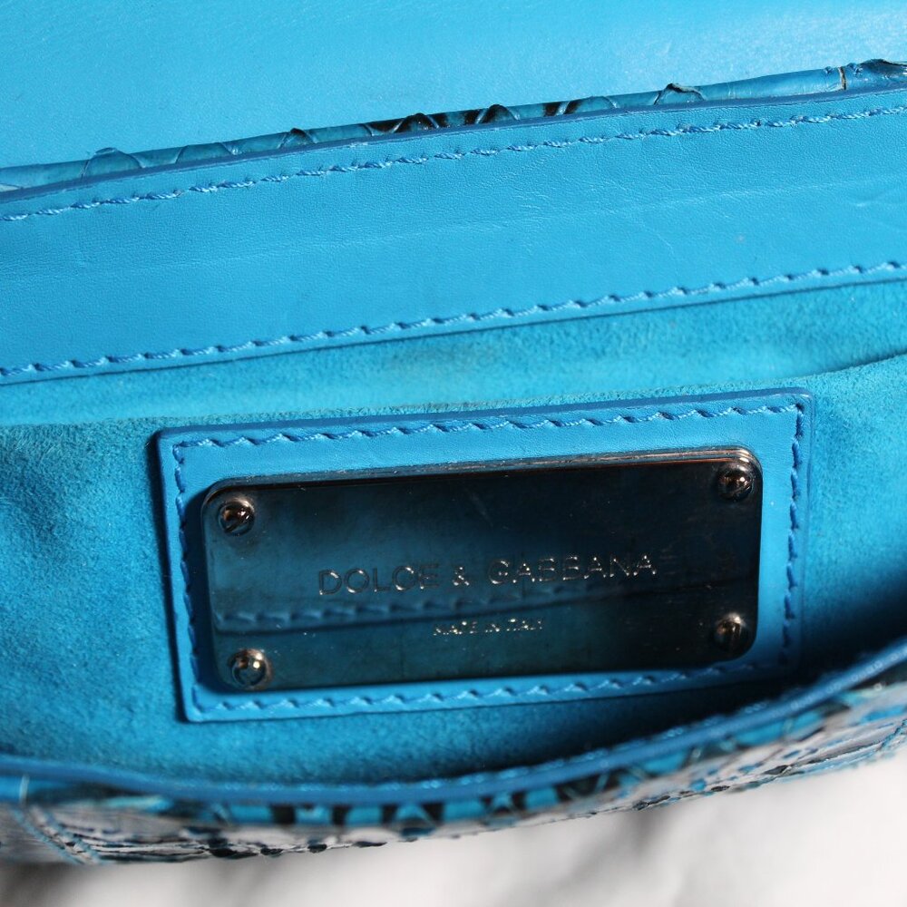 Dolce & Gabbana Turquoise Python Embossed Clutch … - image 5